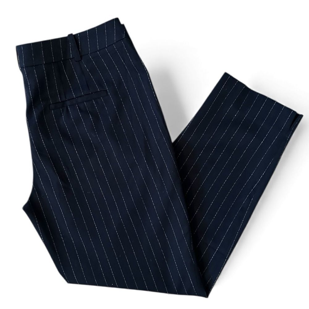 Zara Basic Pants Pin Striped Trousers Navy Blue Size Large